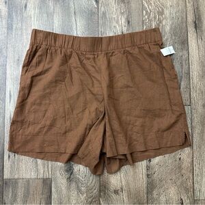 GAP Linen Blend Short Elastic Waist Women’s Size XL Brown